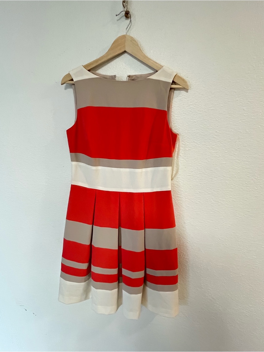 Lauren Ralph Lauren Coral and Taupe Striped Dress